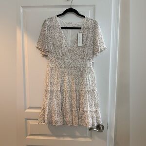 All in Favor White Floral Mini Dress